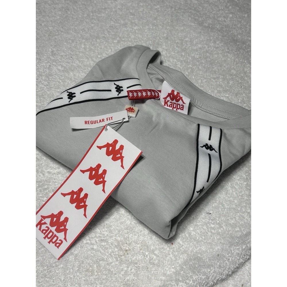 Kappa Authentic JPN Poznan T-Shirt Grey Size XXL Tape Logo New With Tags